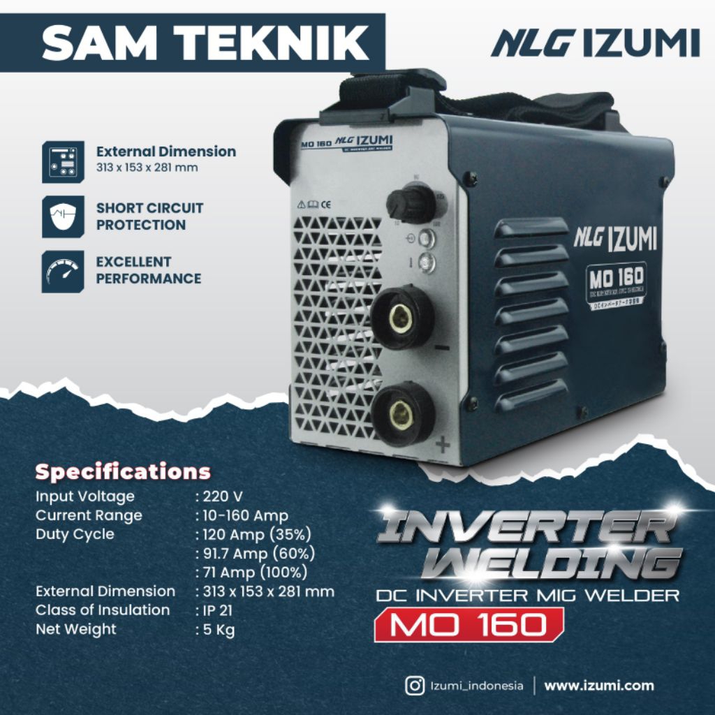 Mesin las Izumi MO 160 Travo las 900watt - Izumi NLG 160A