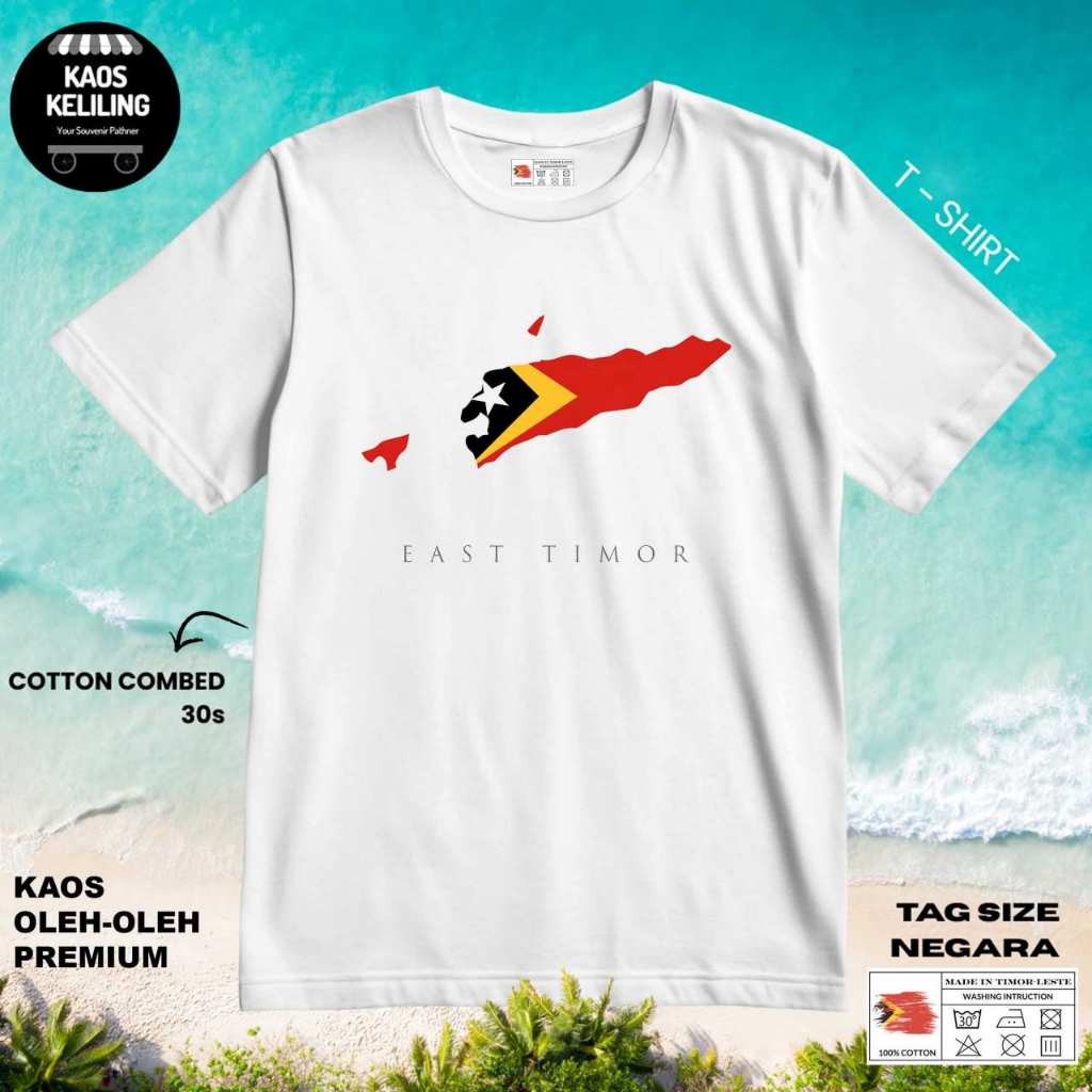 BAJU KAOS OLEH OLEH TIMOR LESTE 1 PAKAI TAG NEGARA ASAL COTTON 30S SOUVENIR PREMIUM GIFT