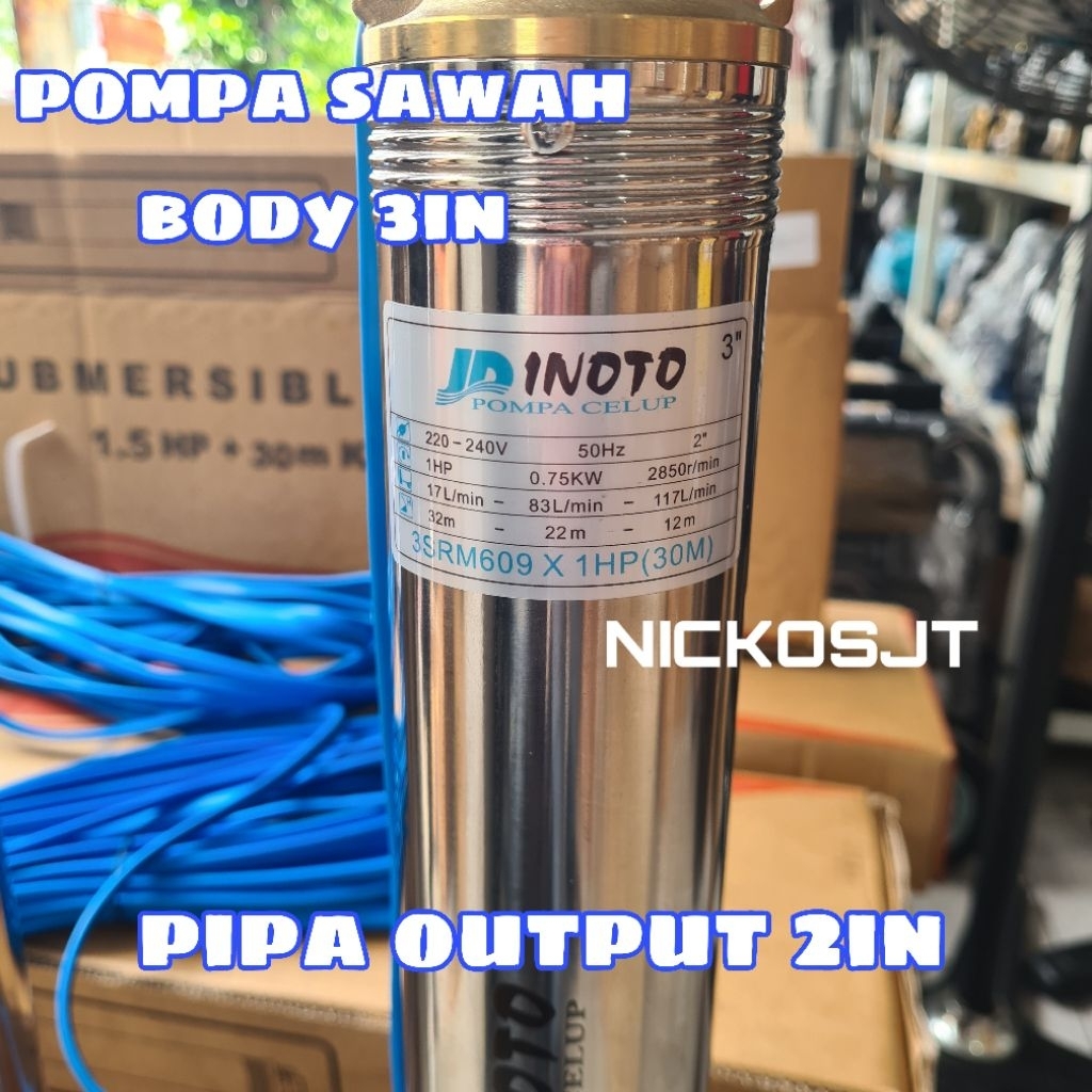 Pompa sawah body 3dim output besar Submersible Sible Inoto 3in 3" 3SRM609 / 3SRM612 / 3SRM615 / 3 SR