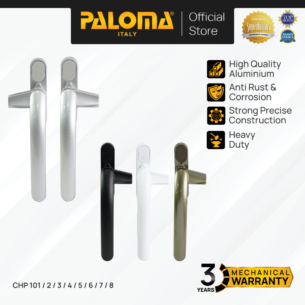 PALOMA Casement Handle Jendela Window Rambuncis Pegangan Kunci Jendela Right Left Kanan Kiri Alumini