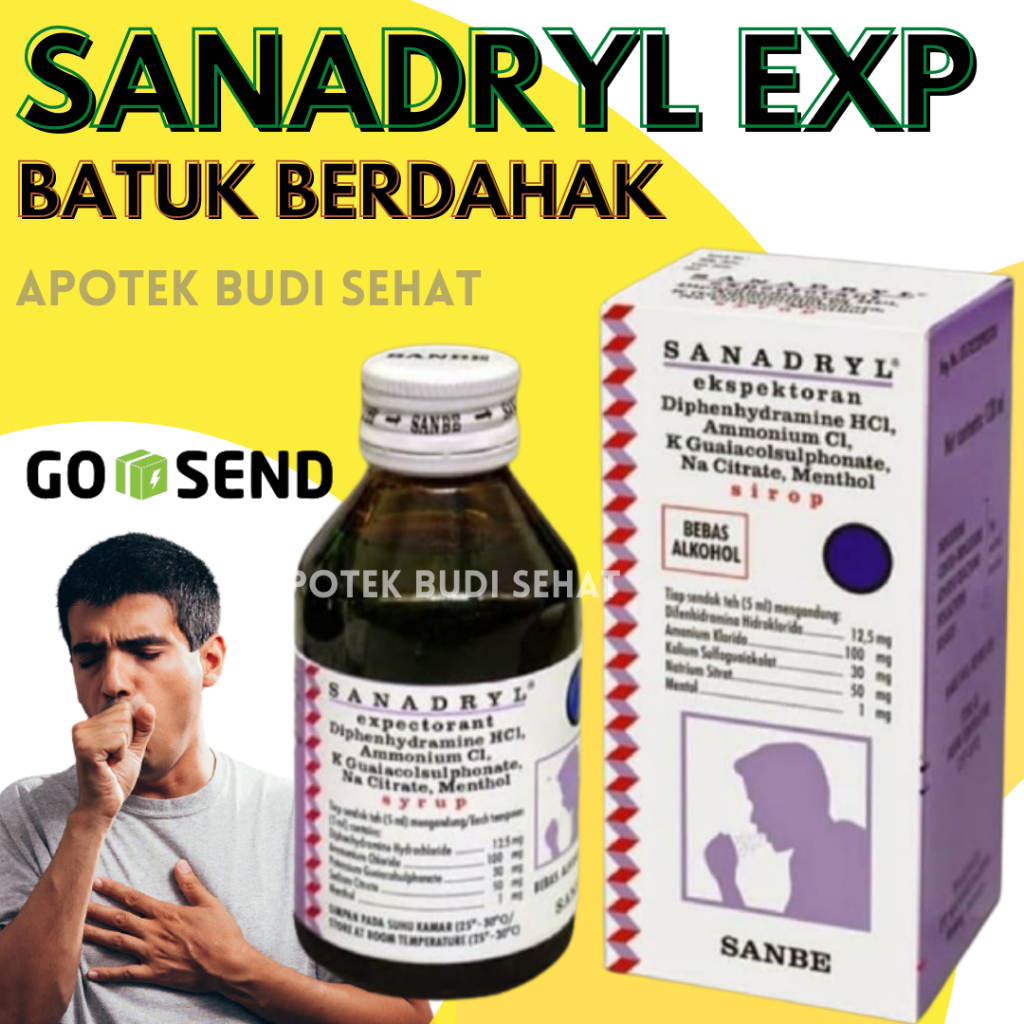 Sanadryl Ekspektoran Obat Batuk Berdahak Obat Batuk Sirup 120mL Obat Batuk Sirup Obat Batuk Anak Oba
