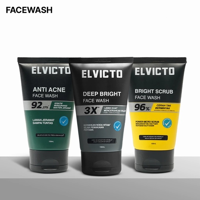 ELVICTO Face Wash Pria 100 ML | Elvicto Pembersih Wajah Pria | Elvicto Bright Scrub