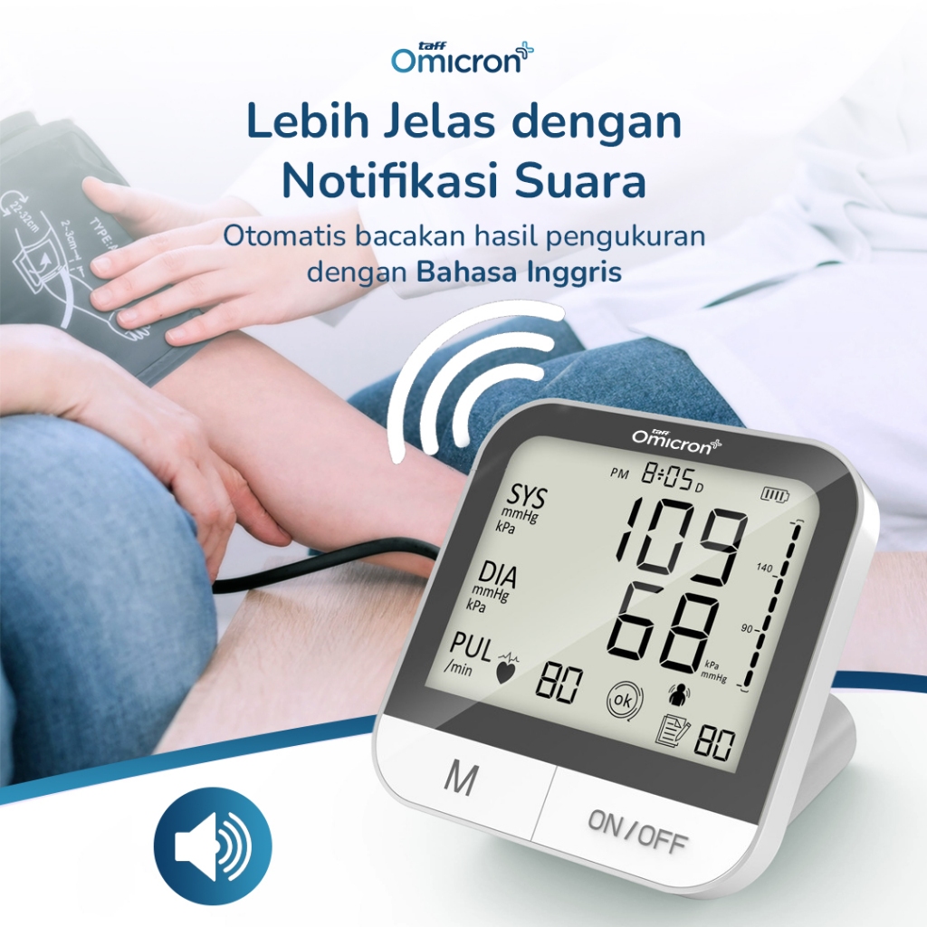 Tensimeter Digital Pengukur Tekanan Darah English Voice - BMP A7VL Taff Omicron