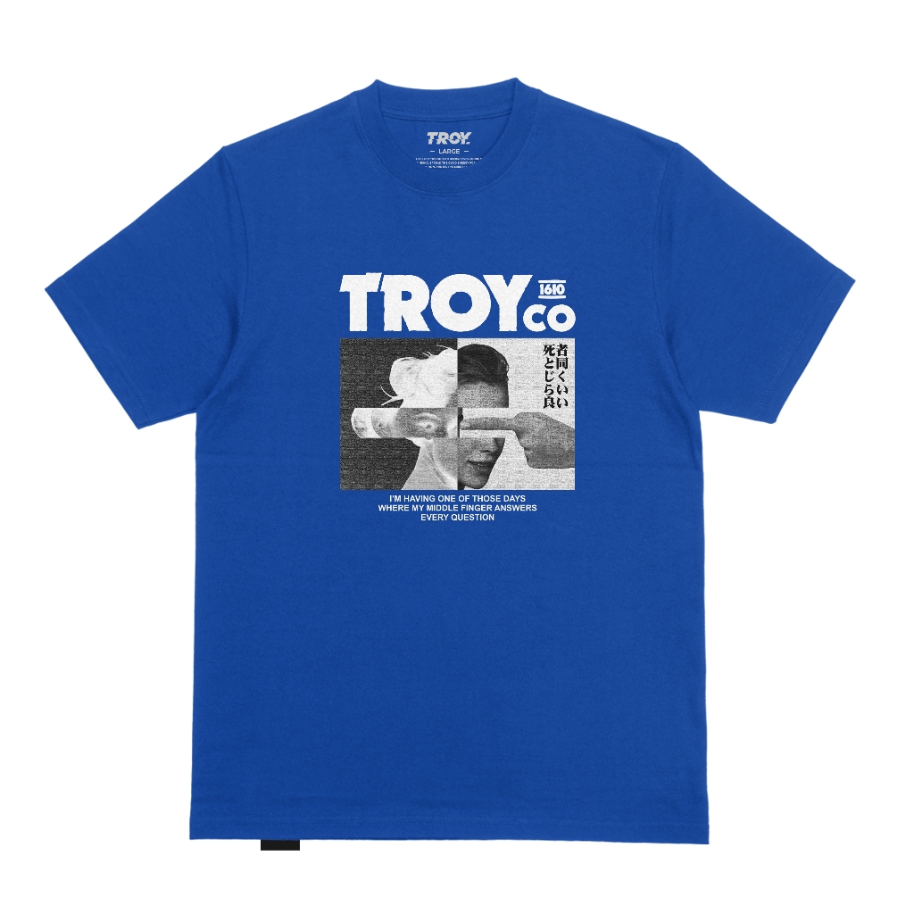 Troy Company Tshirt Royal Blue Finger Answers - Kaos Lengan Pendek Kaos Biru Benhur MTD 3525