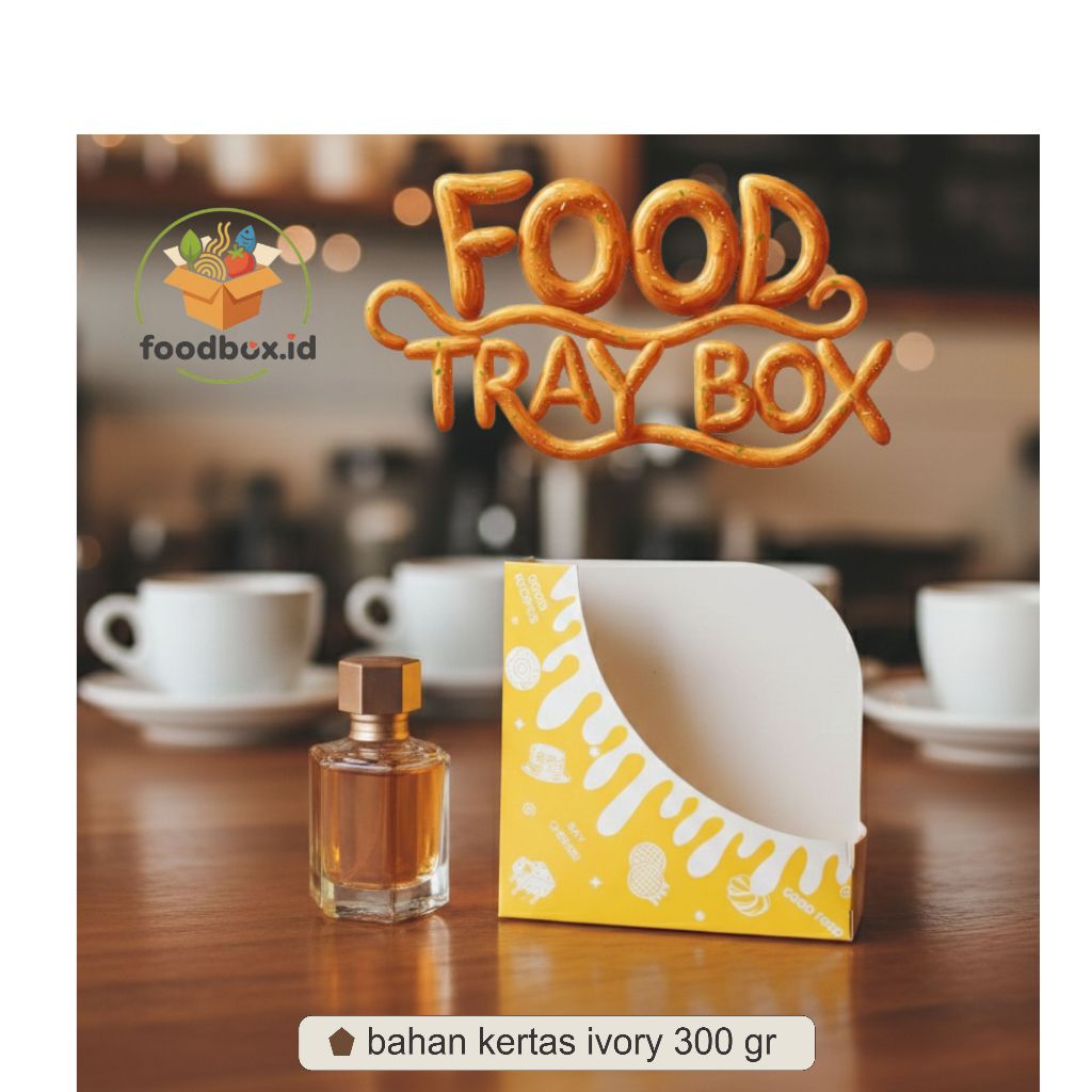 100 PCS Paper Food Tray, Tray Cheese Coin Ukuran 12 x 12 x 3 CM Motif Warna Kuning
