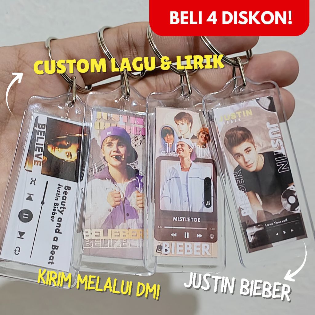 [ TERMURAH ] GANTUNGAN KUNCI JUSTIN BIEBER & CUSTOM LAGU & LIRIK