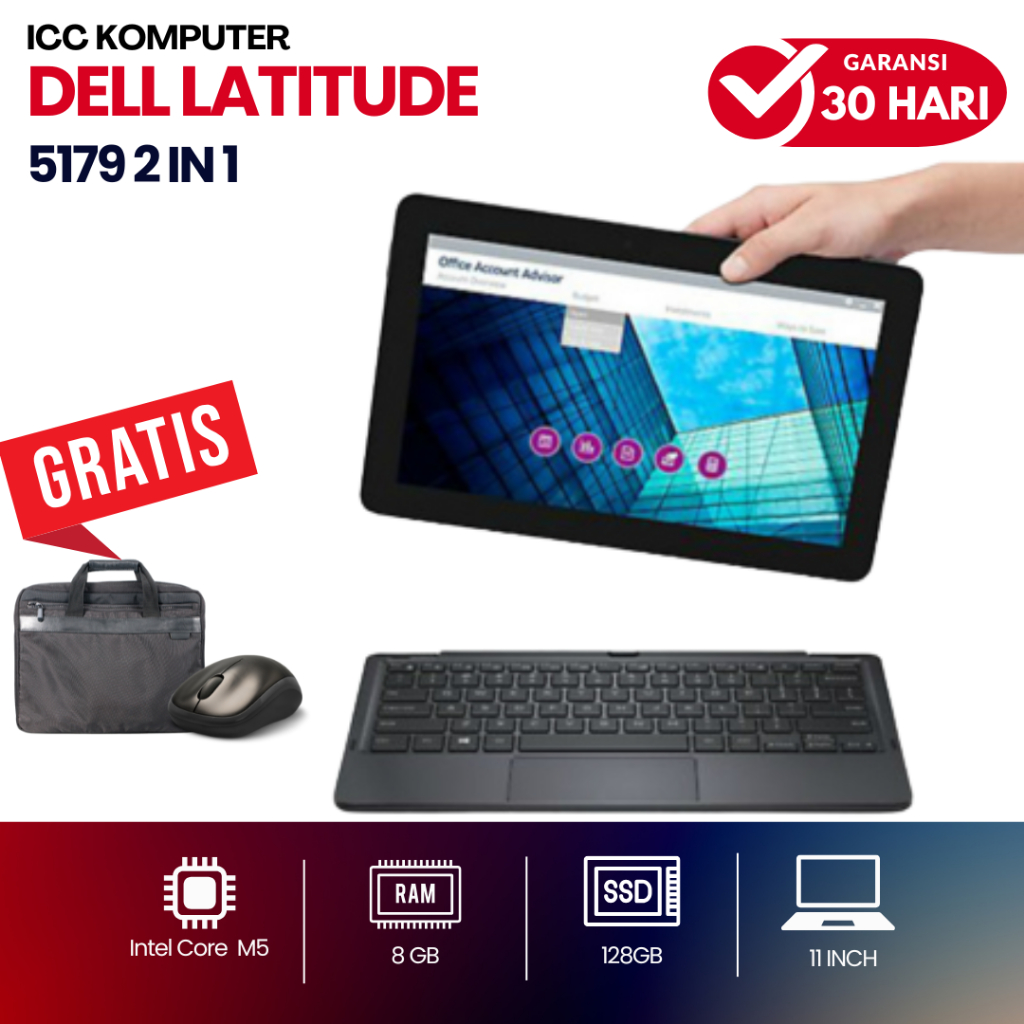 Laptop 2IN1 Dell Latitude 5179 Core M3 RAM 8GB 128GB SSD - Second Murah Bergaransi