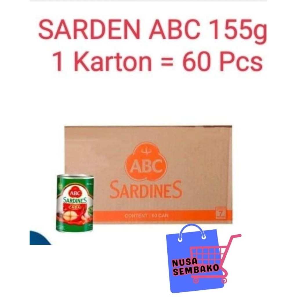 Sarden abc cabai 155g Dus /Sarden ABC Cabai 155g x 60 kaleng / sarden abc cabai 155 x 60 pcs dus