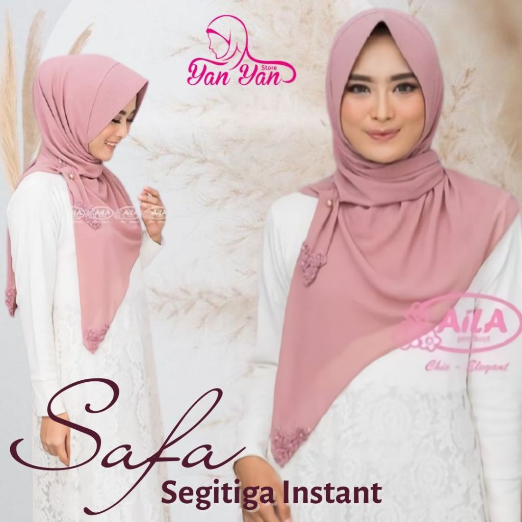 SAFA ORIGINAL SEGITIGA INSTANT AILA HIJAB INSTANT HANDMADE CERUTY BABYDOLL BEST PRICE BERKUALITAS
