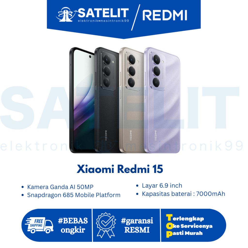 Xiaomi Redmi 15 RAM 8GB 128GB & 256GB | Smartphone Android | HP Redmi Terbaru Garansi Resmi