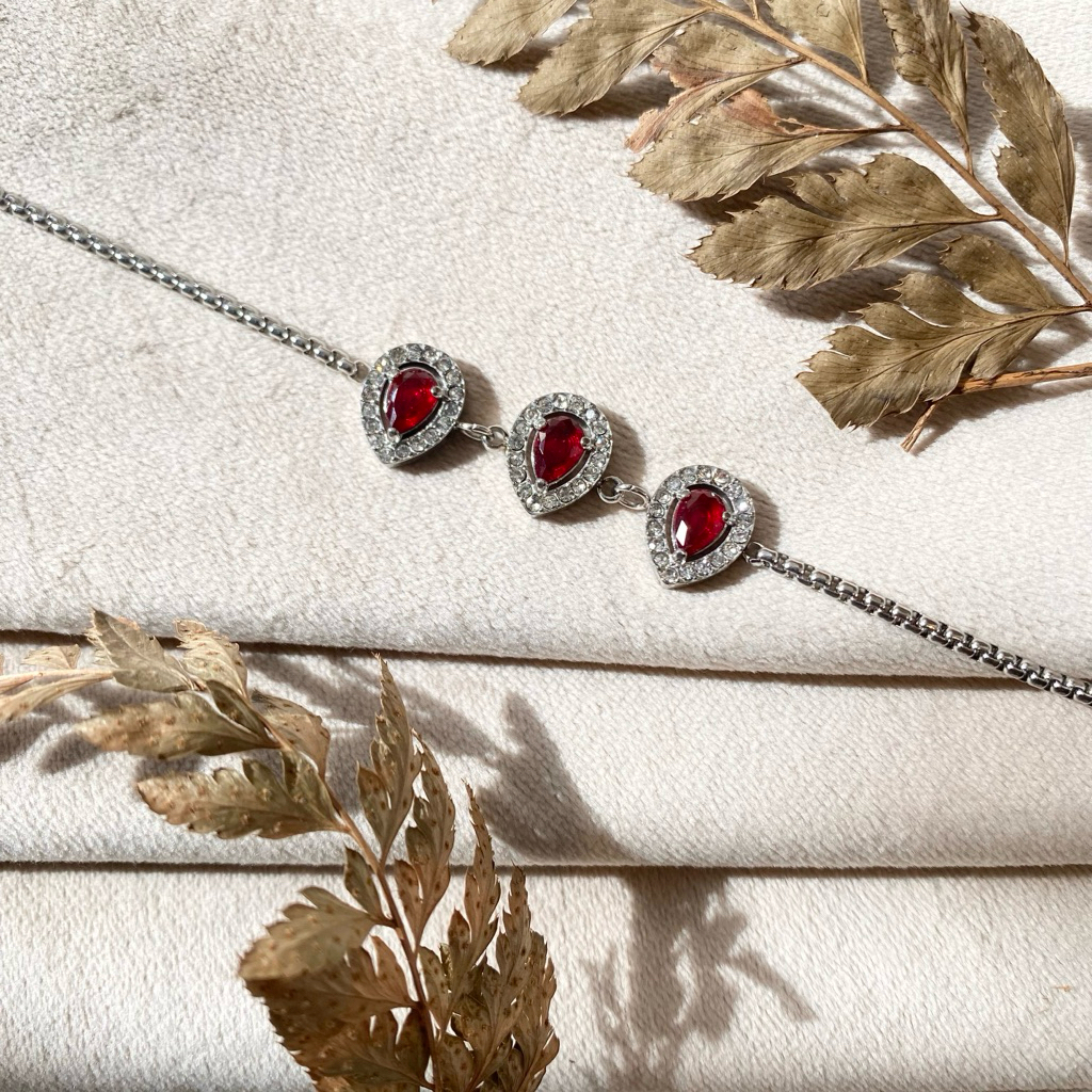 Gelang rantai cewek remaja dewasa tembaga lapis emas motif permata