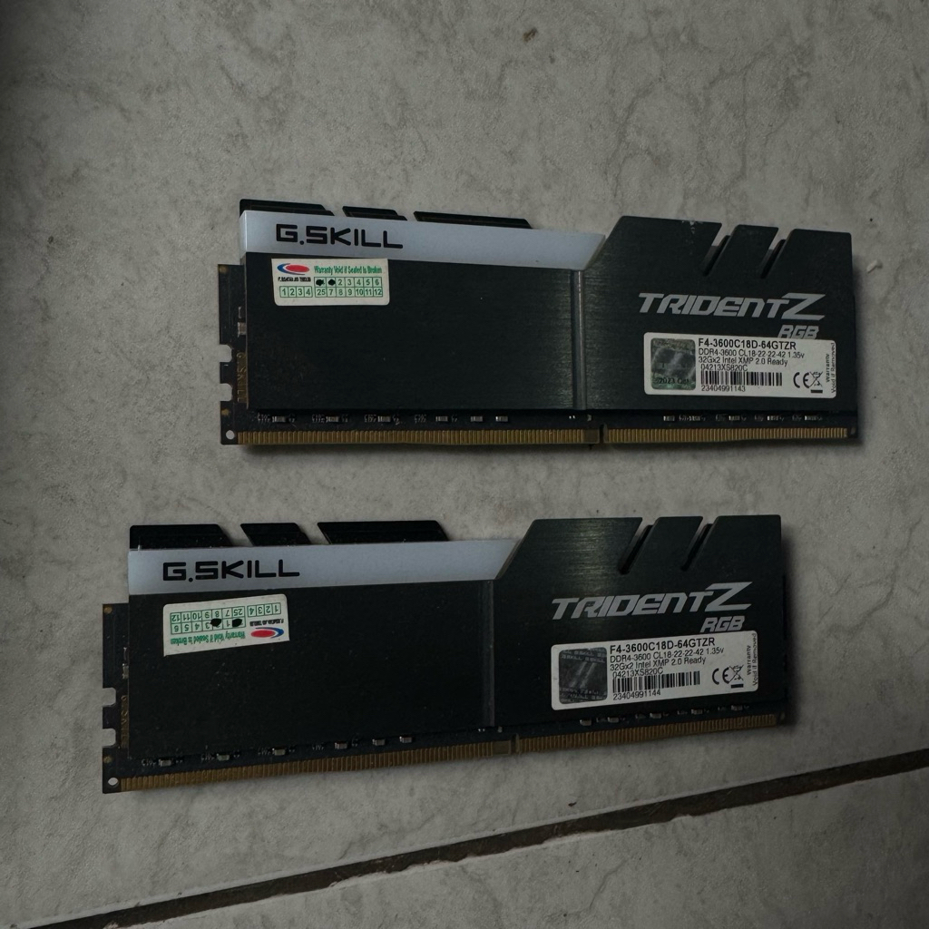 ram 32x2 64gb ddr4 3600mhz gskill tridentz seken like new