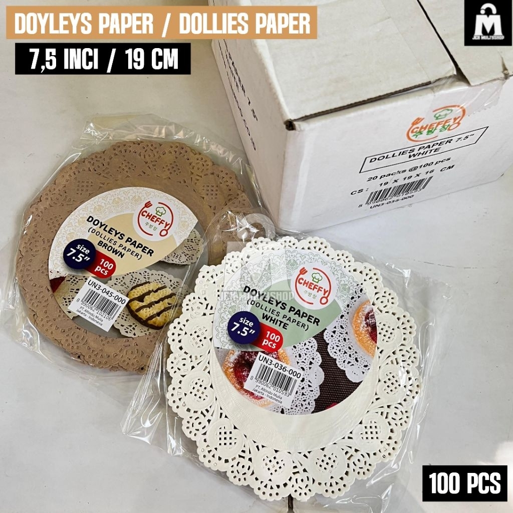 Doyleys paper 7,5" / 19 cm isi 100 pcs / dollies paper / alas kue / renda
