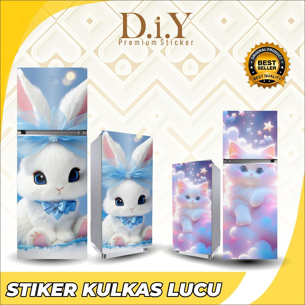 STIKER KULKAS GAMBAR KUCING LUCU-STIKER KULAS 1 DAN 2 PINTU IMUT VIRAL TERMURAH AWET-KUL01