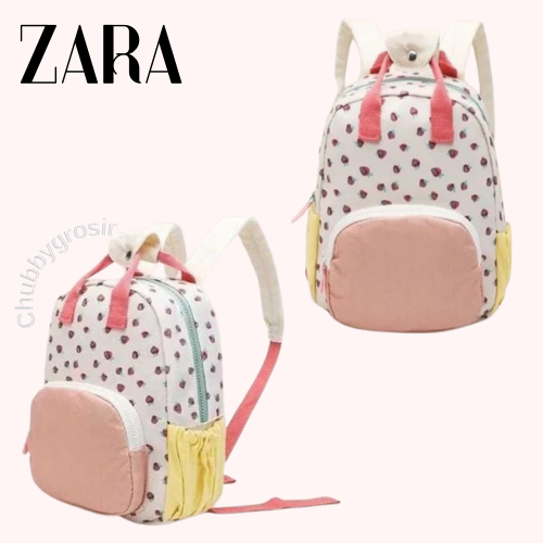 BABC55 Tas ransel sekolah TK PAUD model strawberry desain lucu dan nyaman Tas punggung Zara backpack