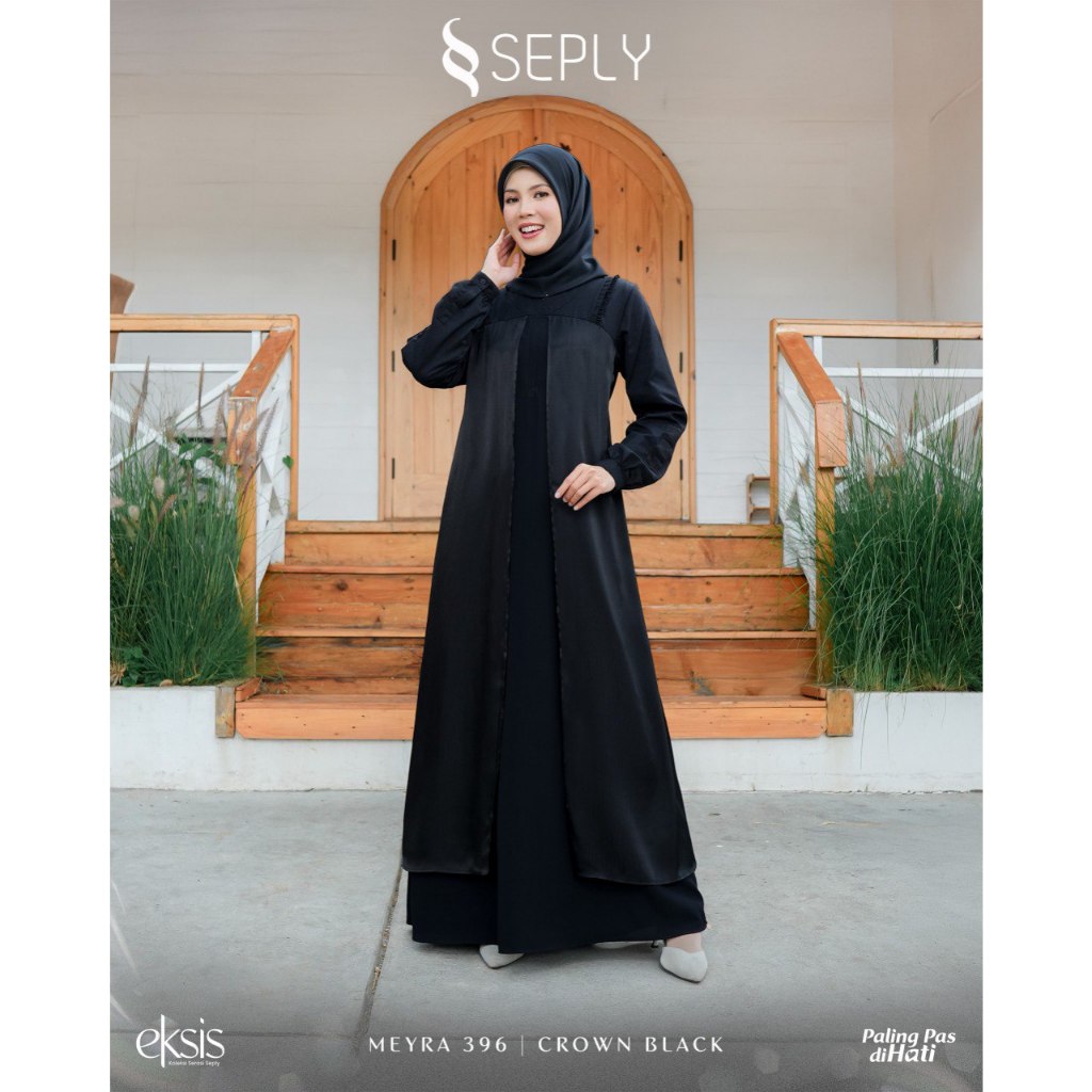 SARIMBIT 2026 EKSIS CROWN BLACK / GAMIS DEWASA / GAMIS SEPLY / SEPLY / GAMIS HITAM / GAMIS LEBARAN /