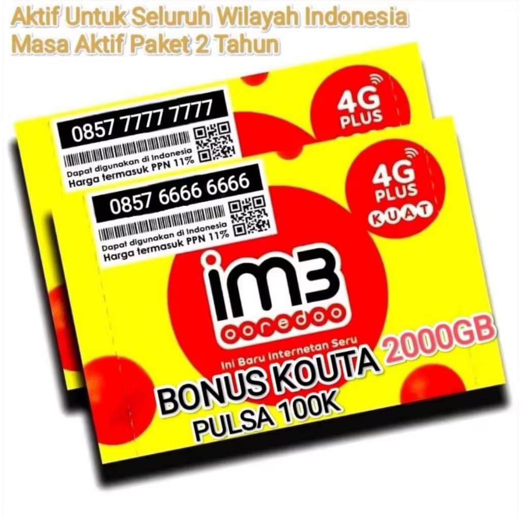 Promo Kartu Perdana Indosat/im3 10Digit Bonus Kuota 2000GB Support Jaringan 4G