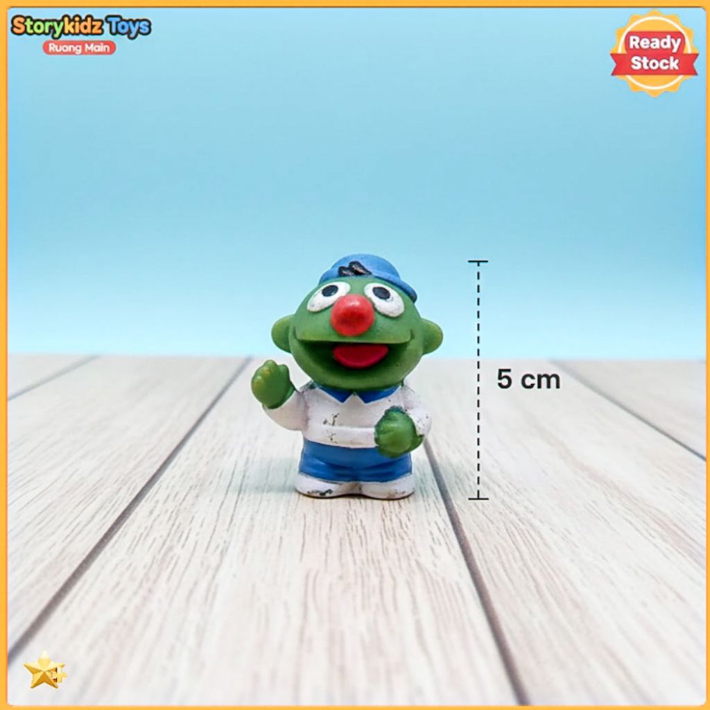 Mainan Figure Sesame Street Telly Monster Hijau Miniatur Topper Kue Pajangan Koleksi Preloved