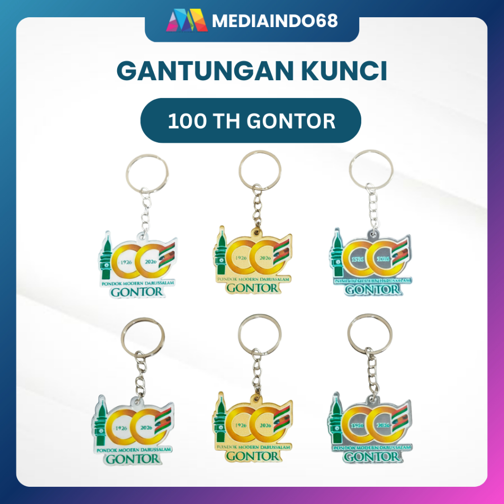 GANTUNGAN KUNCI/TAS AKRILIK 100 Tahun Gontor Cetak print UV Sesuai bentuk Gambar (KeyChain 100 Th. G