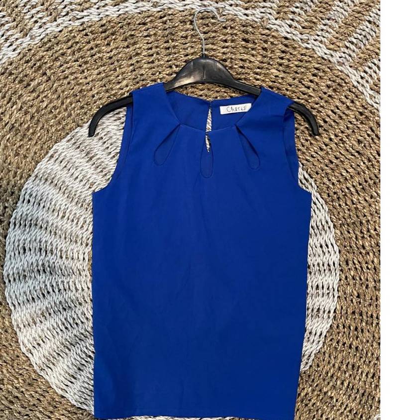 [PRELOVE] Tangtop/Kutung Cut Out Biru Elektrik | Atasan Wanita Biru Elektrik