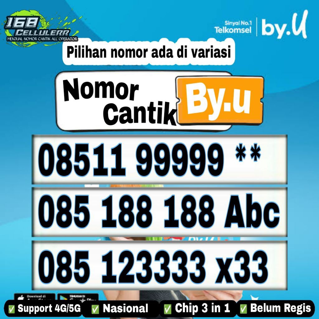 nomor cantik by.u telkomsel series 99999