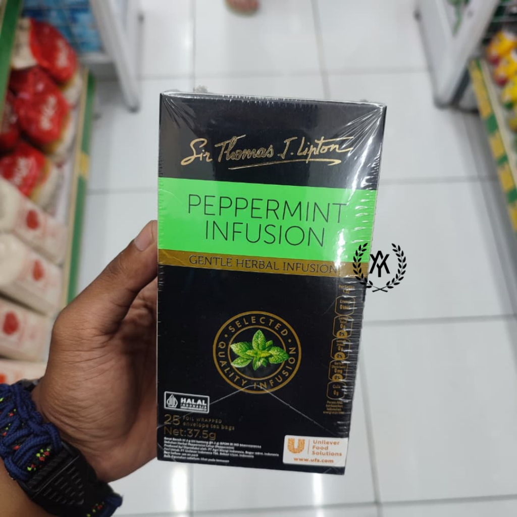 Sir Thomas J. Lipton Peppermint Infusion Tea 25 Bags - Teh Herbal Mint Premium Lipton Original