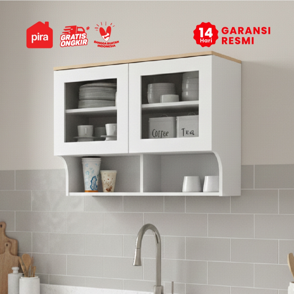 Pira - Linus KWU2G SRB Rak Gantung Dapur 2 Pintu dengan Rak Bumbu