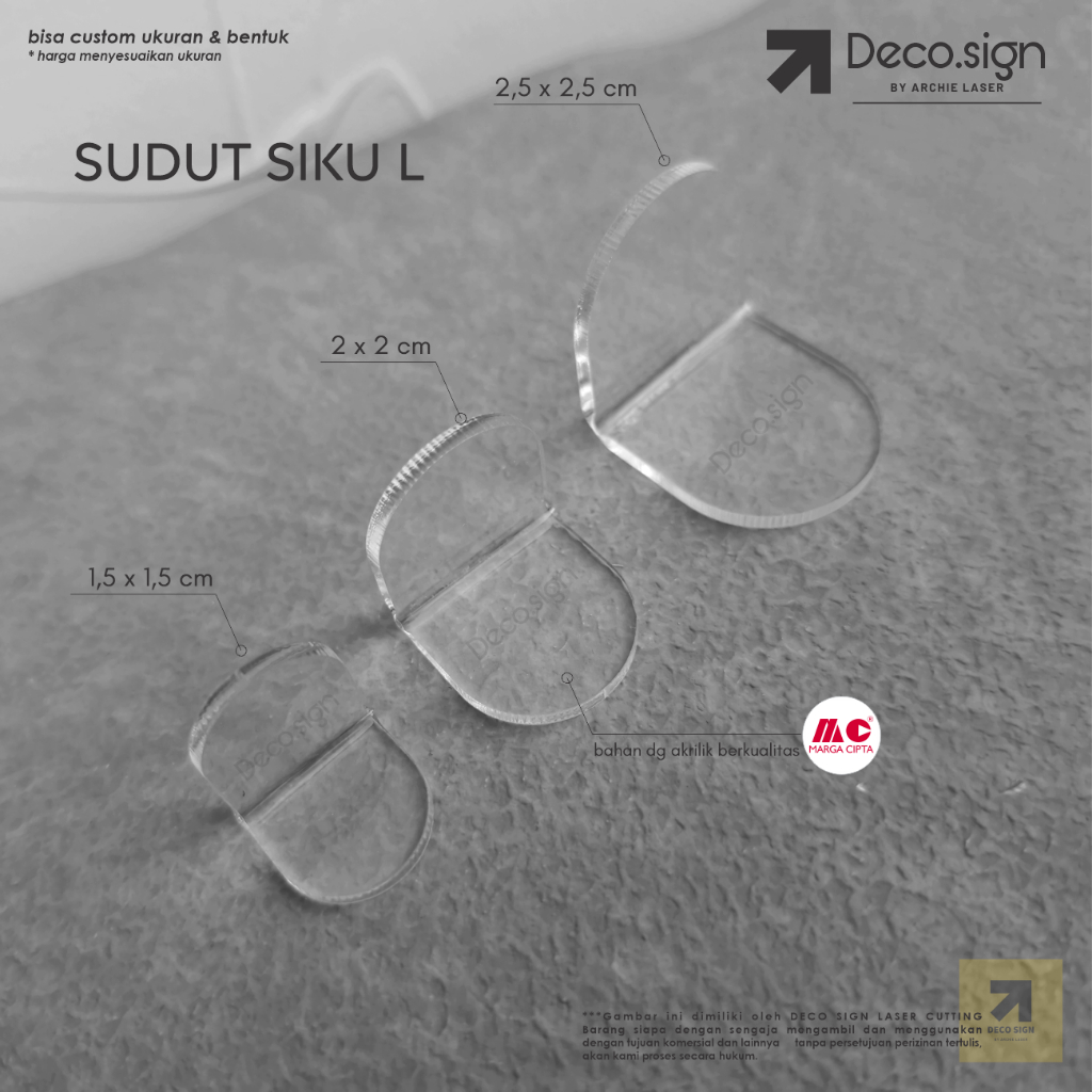 Siku Akrilik Setengah Lingkaran / Sudut Siku Acrylic