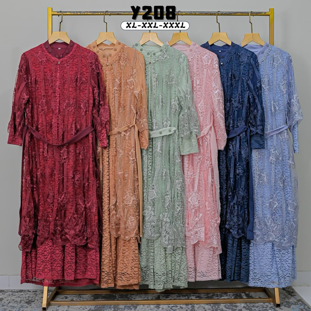 gamis import outer brukat pisah / gamis brukat busui terbaru / gamis lebaran impor terbaru/ gamis im