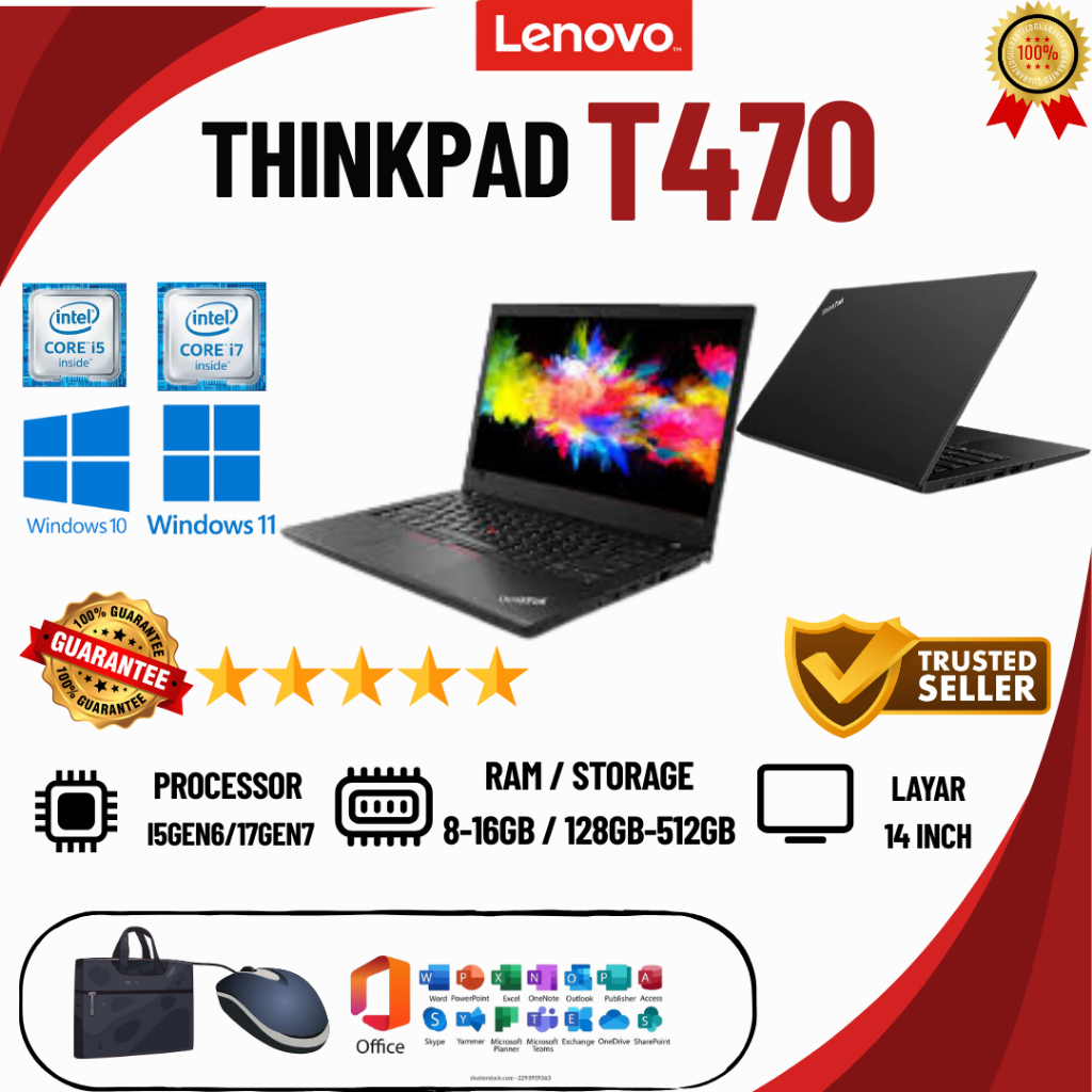 Laptop Lenovo Thinkpad T470 / T470s | Intel Core i5 / i7 Gen 6 / 7 | Ram 4GB - 16GB | 128GB - 512GB 