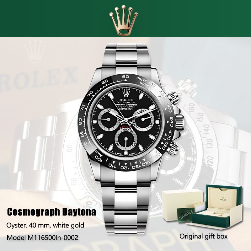 [Rolex watch] 100% original Jam tangan rolex pria Cosmograph Daytona M116500ln-0002 Baru Black dial 