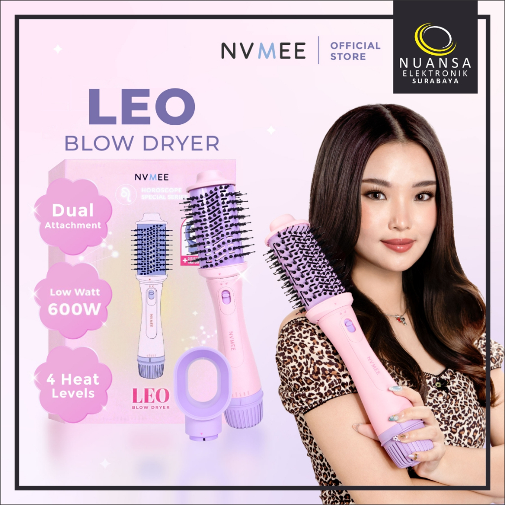 NVMEE LEO 2in1 Blow Dryer Hair Dryer Sisir Pengering Rambut Hot Air 2in1 Low Watt Hairdryer