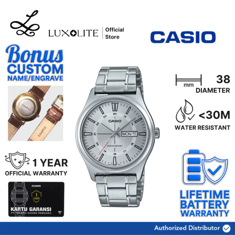 [Luxolite] CASIO Jam Tangan Pria Analog MTP-V006D-7CUDF/MTP-V006D-7C Stainless Steel