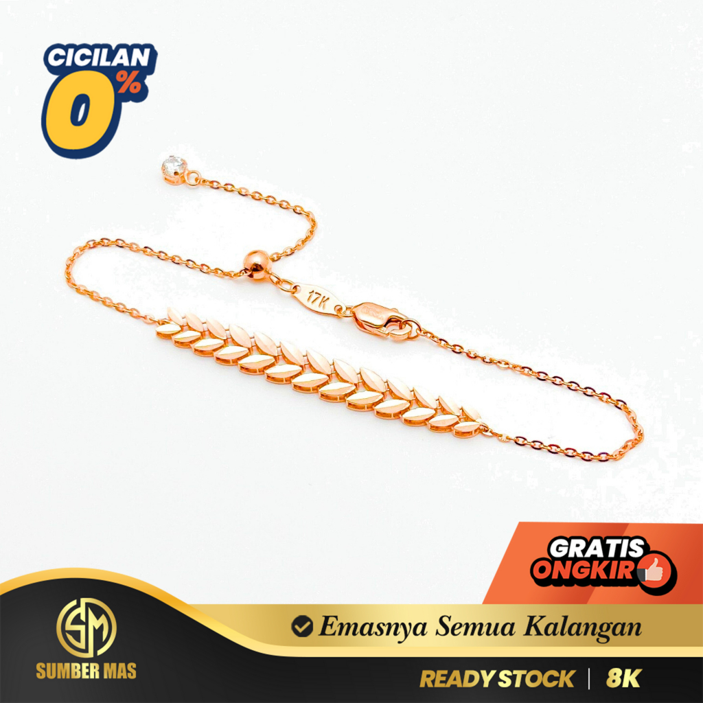 SUMBER MAS - Gelang Rante Emas Leaf Serut Fashion 17K