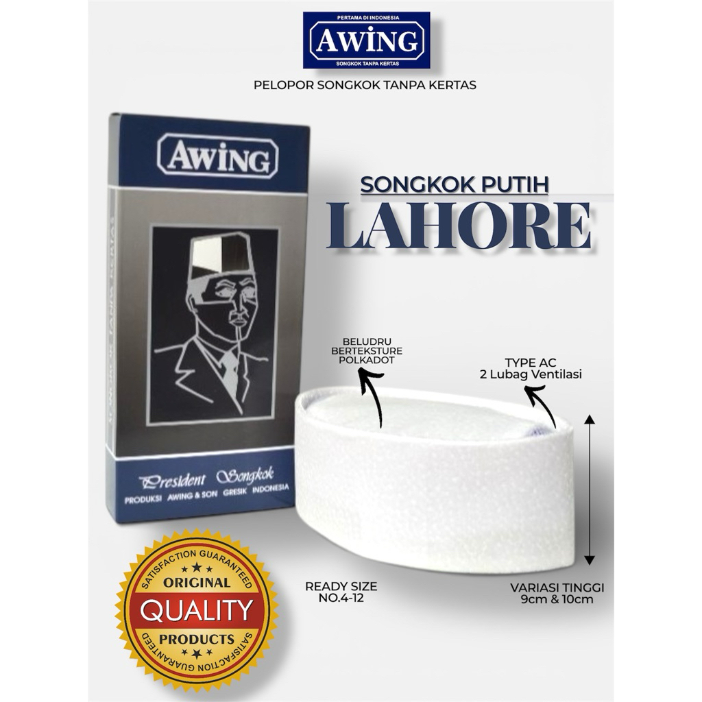 AWING  Peci Songkok Putih Awing Lahore / Peci Putih Awing Original