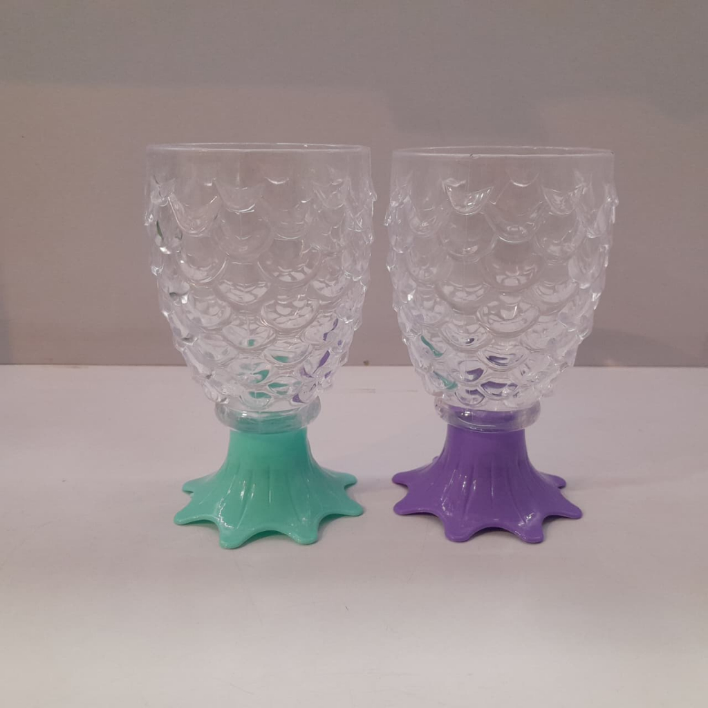 Gelas Estetik / Gelas Unik / Gelas Kaki Mermaid / Gelas Motif Sisik / Gelas Minum Lucu / Gelas Vinta