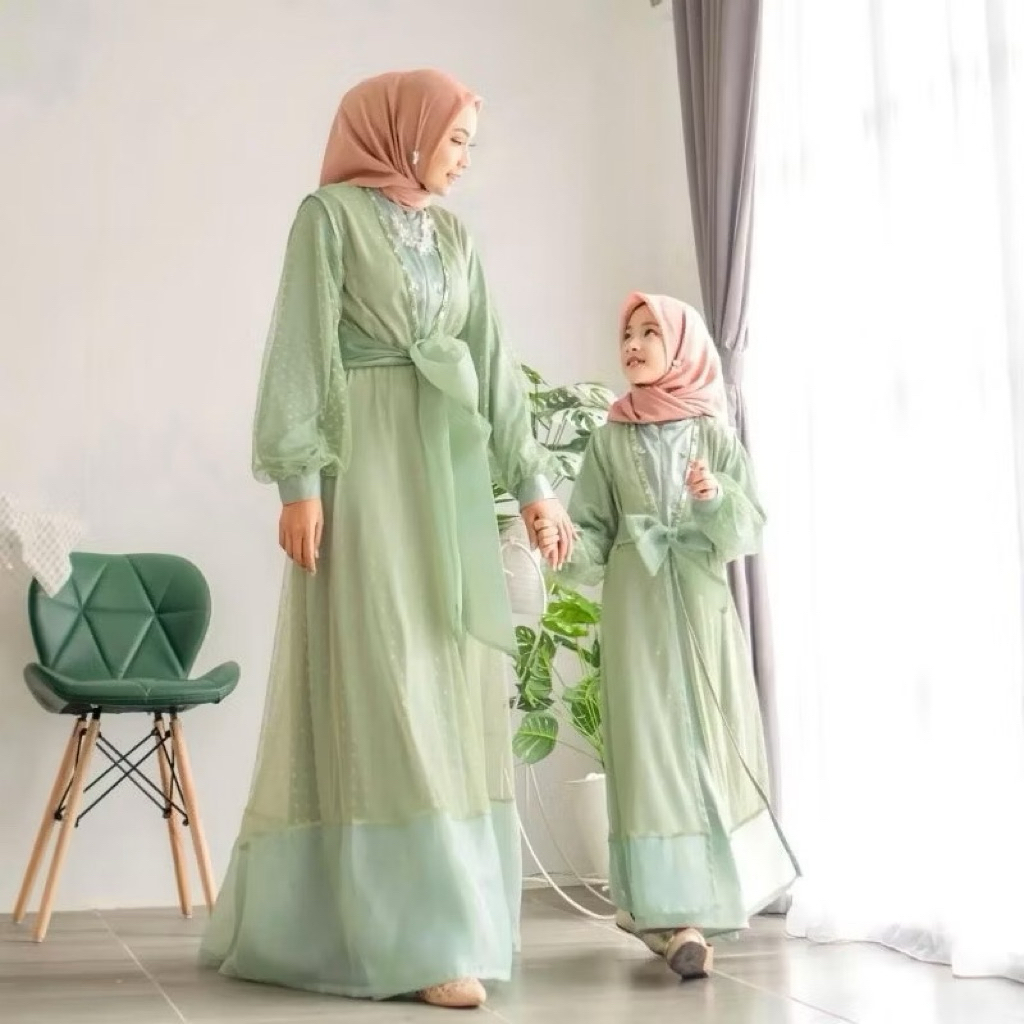 Kamary Dress Pesta Ibu Anak Mewah Tule Silky Organza