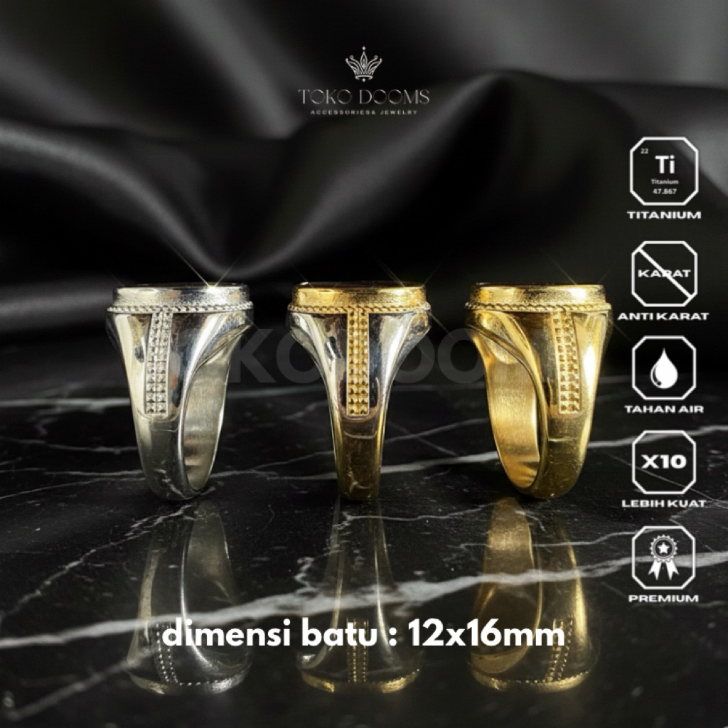 ring emban cincin pria model garis 1 [TITANIUM] 12x16 super elegan super halus dan mewah