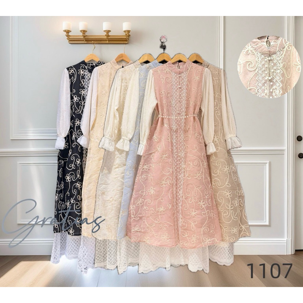 gamis brukat kombinasi tile