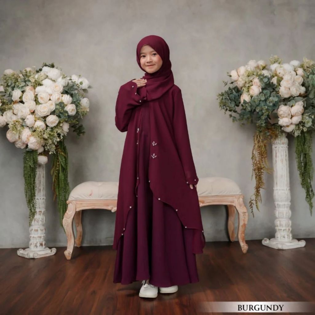 Gamis Abaya Anak Perempuan Gamis Anak Tanggung Zalsa Abaya Ceruty Mix Payet Mutiara Gamis Lebaran