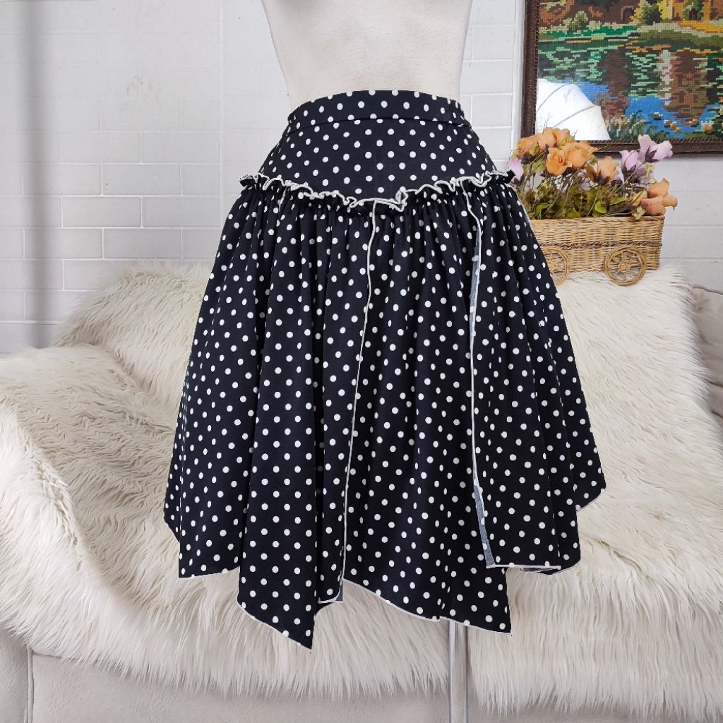 rok polkadot flare skirt mini skirt polkadot rol olahraga rok asimetris rok hitam polkadot