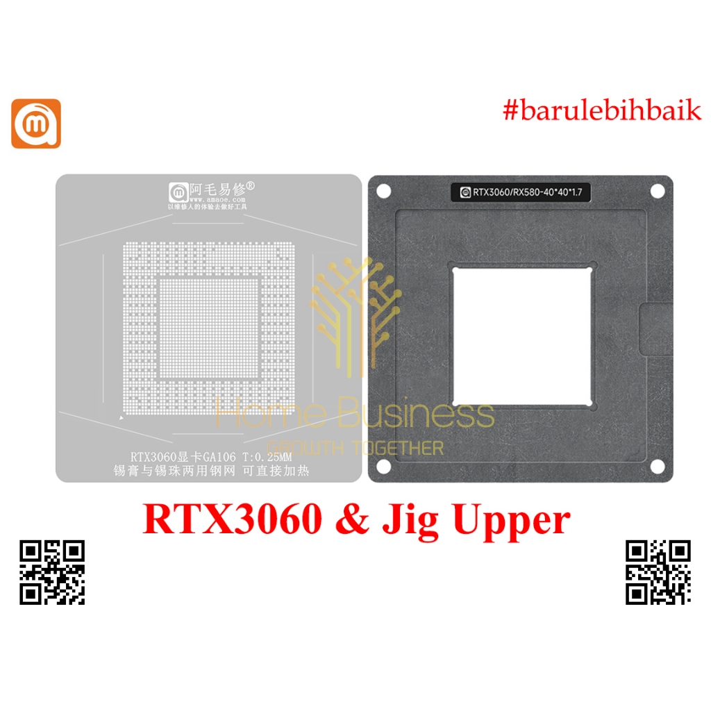 Amaoe Stencil BGA Reballing GPU NVIDIA RTX3060 RTX 3060 GA106 RX580 Jig Upper Stencil Stensil Cetaka