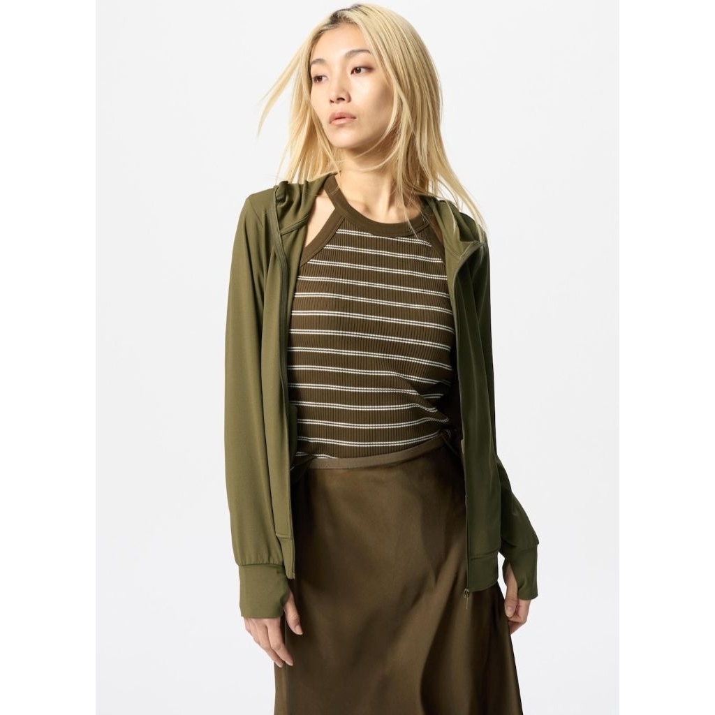 Uniqlo Airism Jaket Mesh Hoodie Ritsleting Proteksi Sinar UV