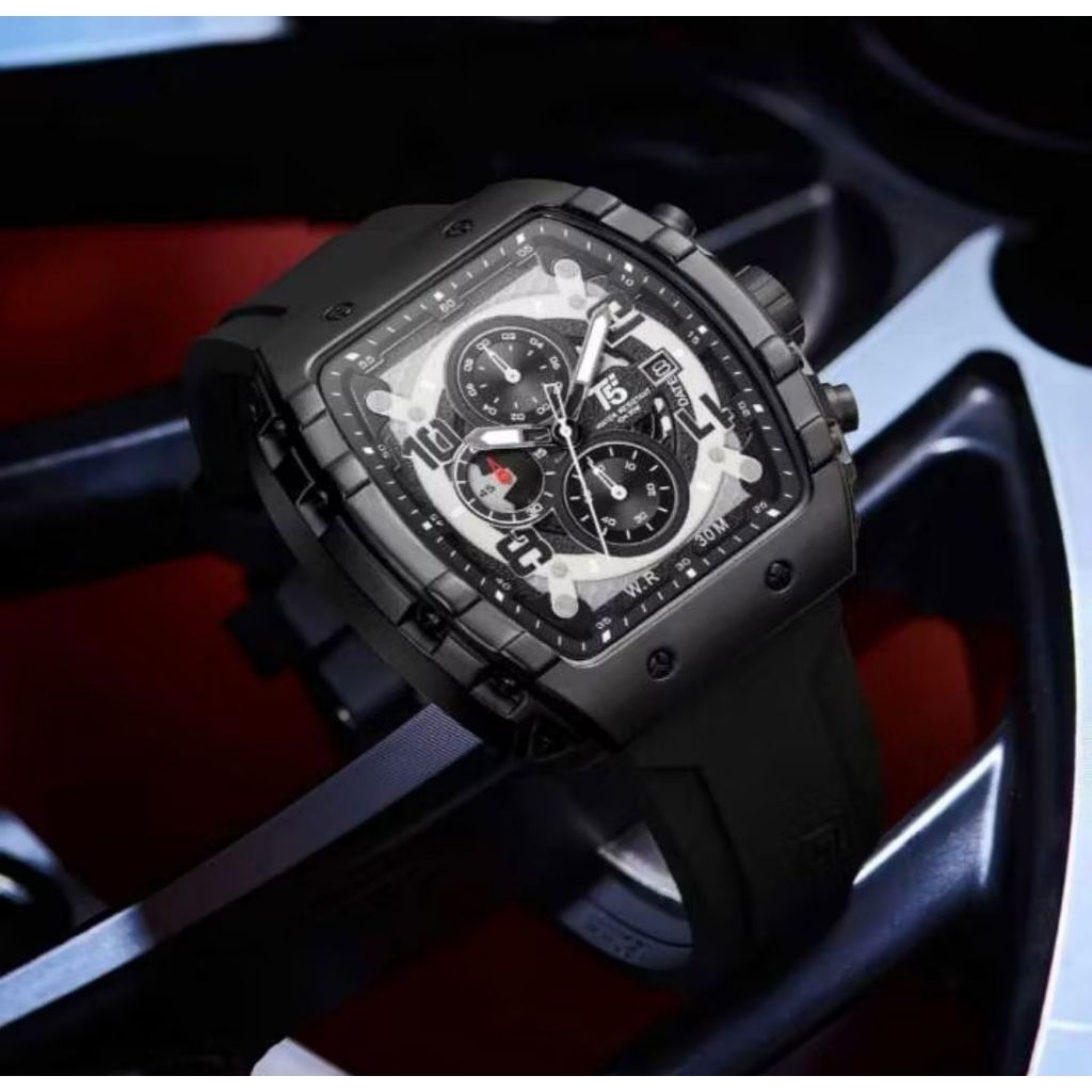 JAM TANGAN PRIA ORIGINAL T5 3984 CHRONOGRAPH RUBBER STRAP MODEL MEWAH C