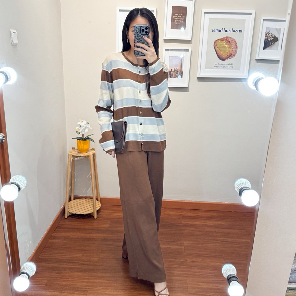 Pakaian setelan rajut wanita baju set celana kulot rajut wanita premium - Nancy Knit Set NWclothing