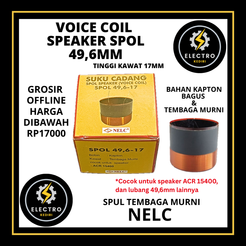 Spul Nelc 49,6mm - 17 ACR15400 - heatsink Spol 49,6 ACR 15400 Tembaga Murni, Kapton