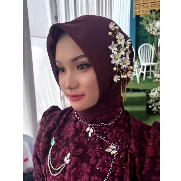 Headpiece,Aksesoris hijab,aksesoris rambut,Headpiece,Aksesoris kepala mutiara juntai Mutiara Elegan