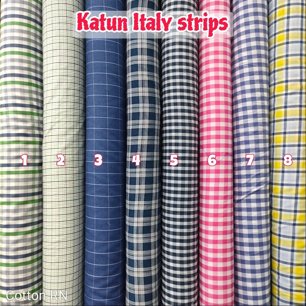 Rajatex.id kain katun kemeja kotak - bahan baju kemeja kantor - cotton import motif salur kotak gari