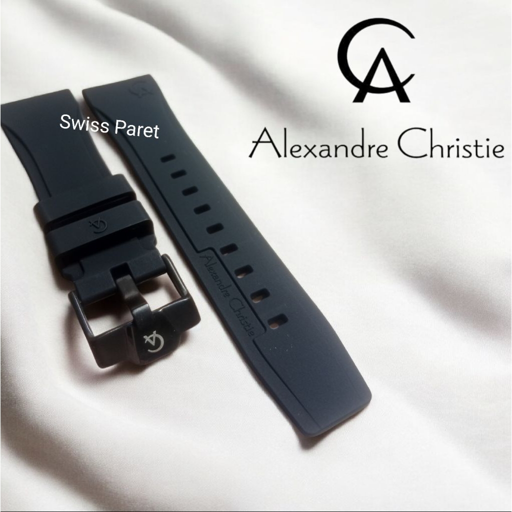 Tali Jam Karet Alexandre Christie Silicon Rubber Strap Alexandre Christie Buckle Stanless Steel Hita