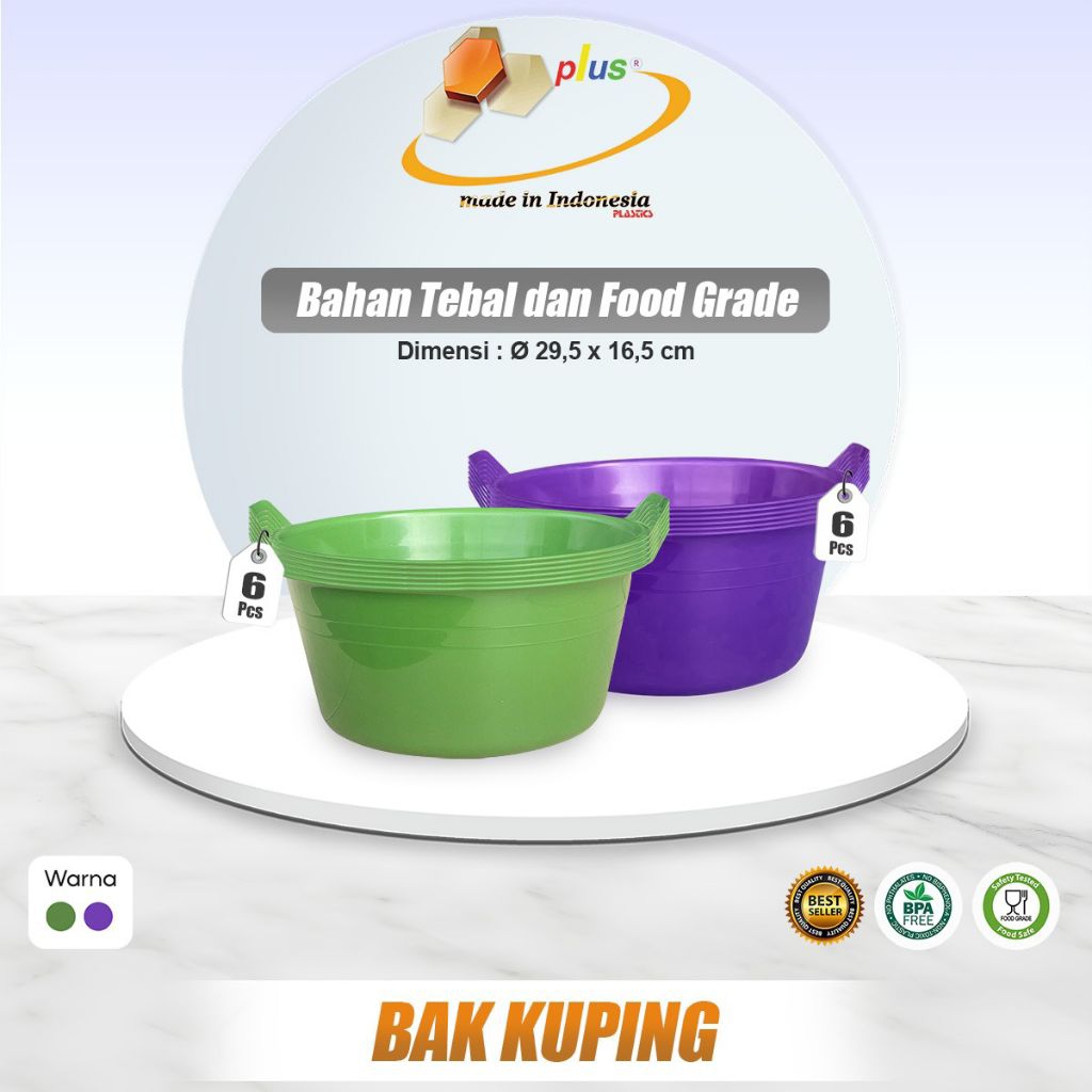 (6 PCS) BAK KUPING 16 / BASKOM HAJATAN / BASKOM SERBAGUNA PLASTIK / BASKOM JUMBO / BAK AIR ANTI PECA